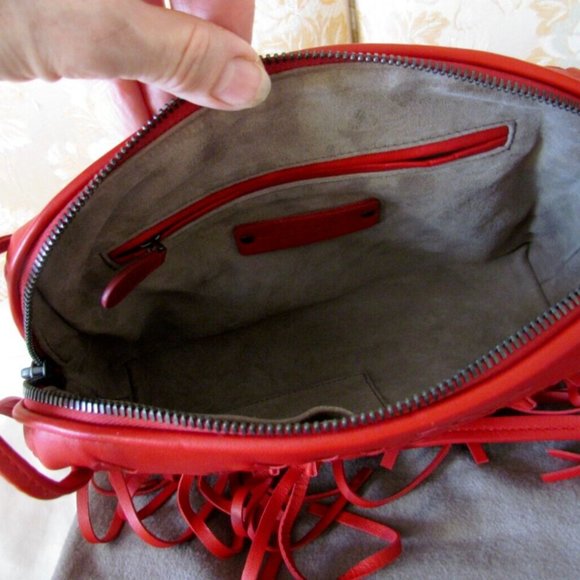 BOTTEGA VENETA Pillow Red Woven Leather Fringe Crossbody Bag/Handbag. Small. - Picture 8 of 16
